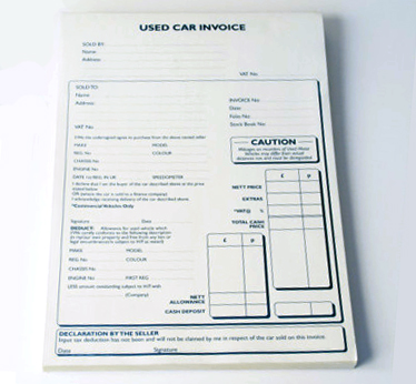 A4 50 Page Used Car Invoice Pad