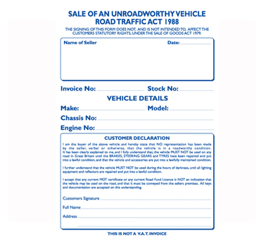 Unroadworthy Vehicle Pad