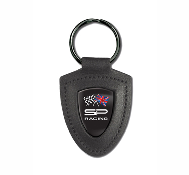 Black Nickel Leather Templar Keyfob Sheild Key Ring