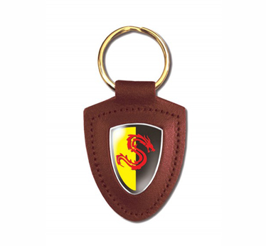 Silver Nickel Templar Keyfob Leather Brown