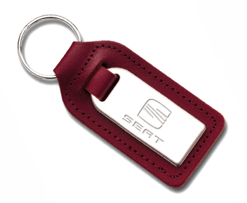 Highly Polished Medallion Keyfob Large Stainless Steel Genuine Leather M11021HP