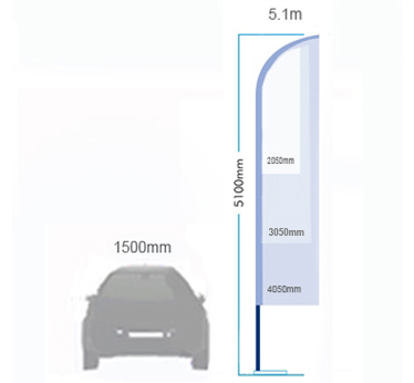 5.1m Pole Feather Flag Kit