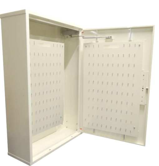 Secure self-closing key cabinets with key hooks