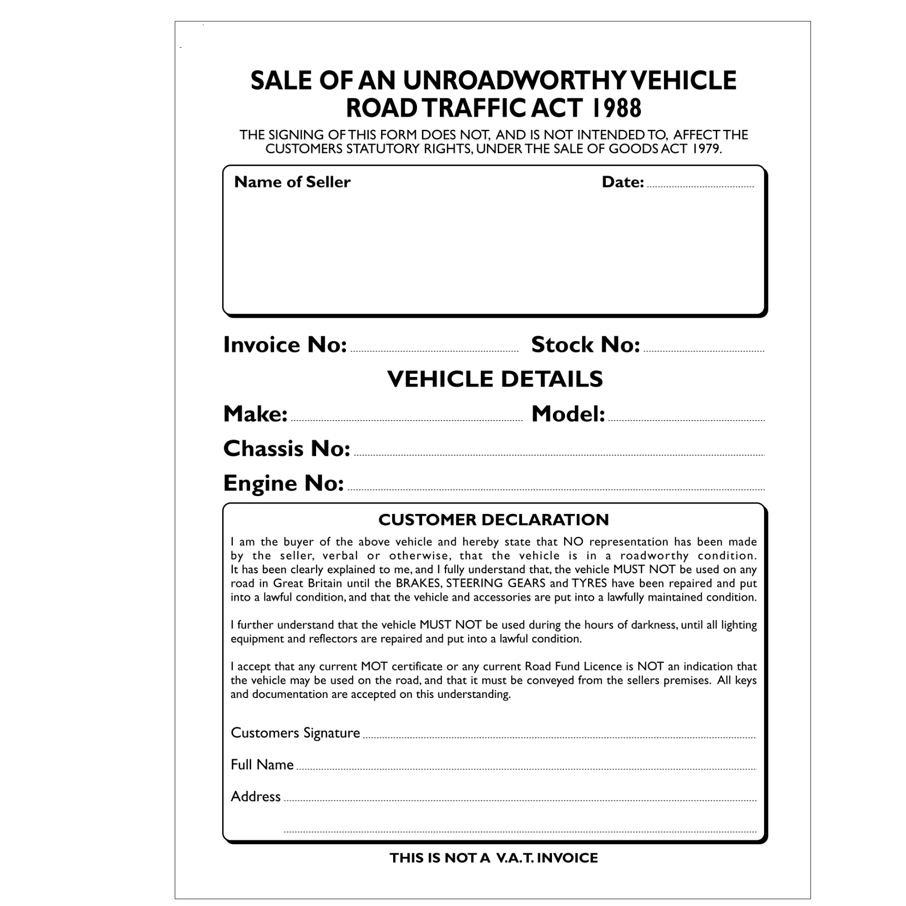 Unroadworthy Vehicle Pad - Image 2