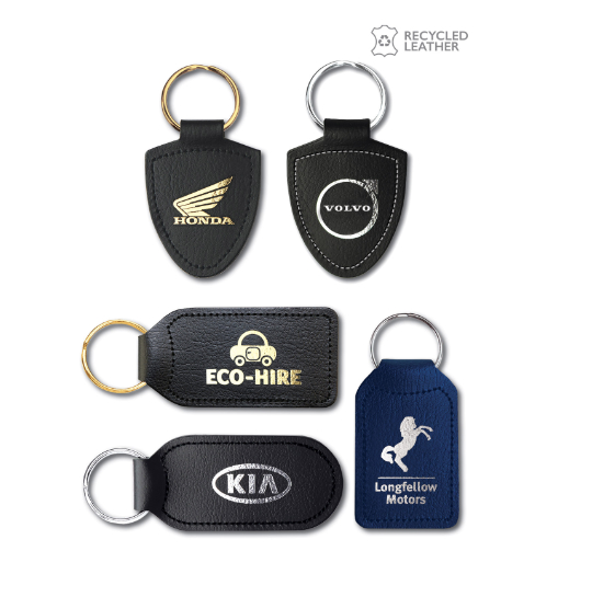 Foil Blocked Recycled Bonded Leather Keyfobs